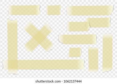 Vector adhesive paper tape on transparent background.