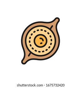 Vector Adjarian khachapuri, Georgian cuisine flat color line icon.
