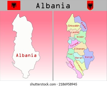 Vector Administrative Divisions of Albania