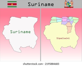 Divisiones administrativas de vectores de Surinam