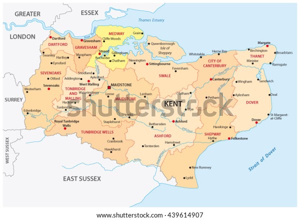 Vector Administrative Map County Kent England Stock Vector (Royalty ...