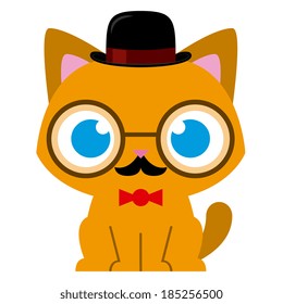 Vector Adorable Cartoon Cat Dressed As A Gentleman