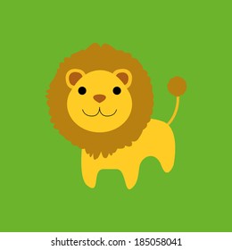 Vector Adorable Cartoon Lion Isolated On Background
