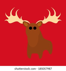 Vector Adorable Cartoon Reindeer Isolated On Background