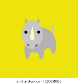 Vector Adorable Cartoon Rhino Isolated On Background