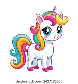 Vector of a adorable cartoon unicorn on white