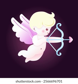 Vector of adorable Cupid with bow illustration 