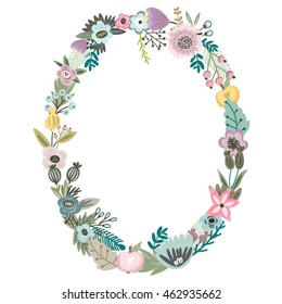 Vector adorable floral composition. Vector wreath. Wedding template.