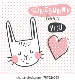 vector adorable greeting card with bunny and funny text