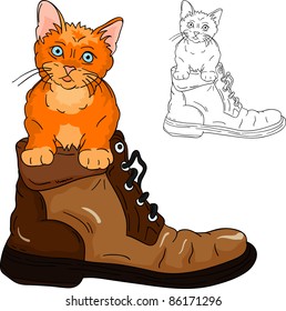 vector - Adorable little kitten inside a boot