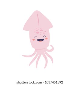 Vector adorable squid character.