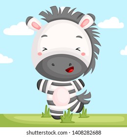 a vector of a adorable zebra dancing in a grass
