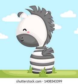 a vector of a adorable zebra looking forward
