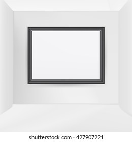 VECTOR ADS: Abstract Indoor room architecture with big frame. Mock-up template ready for design.