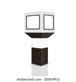 VECTOR ADS: Gray POS POI Outdoor/Indoor Solo 3D Advertising Display on Isolated white background. Mock-up template ready for design. 