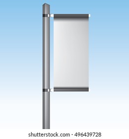 VECTOR ADS: Silver post POS POI Outdoor 3D Advertising on Isolated background. Mock-up template ready for design.