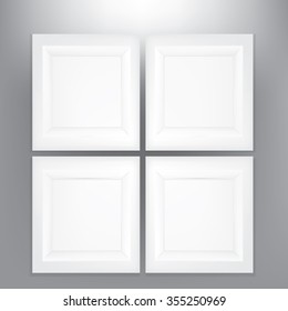VECTOR ADS: white gray photo frame on Isolated gray background. Mock-up template ready for design.