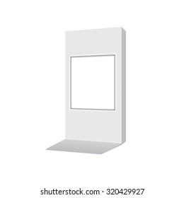 VECTOR ADS: White Gray POS POI Outdoor/Indoor Solo 3D Advertising Display on Isolated white background. Mock-up template ready for design. 
