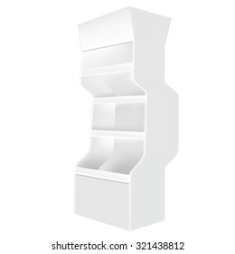 VECTOR ADS: White gray POS POI Outdoor/Indoor 3D Advertising Display on Isolated white background. Mock-up template ready for design.