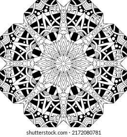 Vector Adult Coloring Book Textures. Hand-painted art design. Adult anti-stress coloring page. Black and white hand drawn illustration for coloring book.