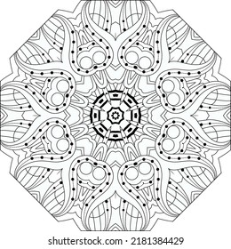 Vector Adult Coloring Book Textures. Hand-painted art design. Adult anti-stress coloring page. Black and white hand drawn illustration for coloring book.