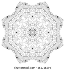 Vector Adult Coloring Book Textures. Hand-painted art design. Adult anti-stress coloring page. Black and white hand drawn illustration for coloring book.