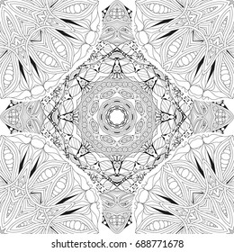 Vector Adult Coloring Book Textures. Hand-painted art design. Adult anti-stress coloring page. Black and white hand drawn pattern for coloring book.