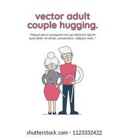 vector adult couple hugging. Flat cartoon isolated illustration on a white background. Adult man and woman emracing each other happily. 
