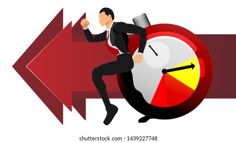 vector of adult men running after time. illustration info business info graphic. Eps10 file