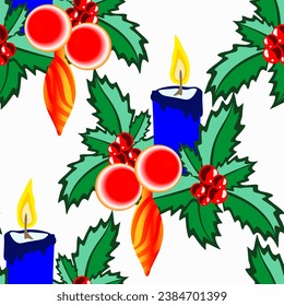 Vector - Advent arrangement illustration seamless pattern.