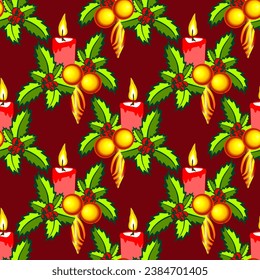 Vector - Advent arrangement illustration seamless pattern.