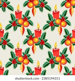 Vector - Advent arrangement illustration seamless pattern.