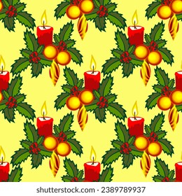Vector - Advent arrangement illustration seamless pattern.