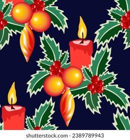 Vector - Advent arrangement illustration seamless pattern.