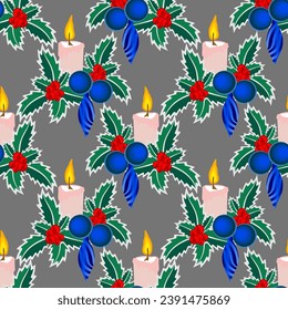 Vector - Advent arrangement illustration seamless pattern.