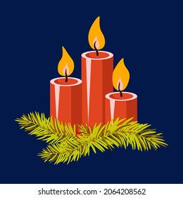 Vector - advent candles template.
Watercolor illustrated pattern.