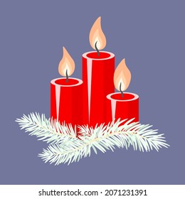 Vector - advent candles template.
Watercolor illustrated pattern.