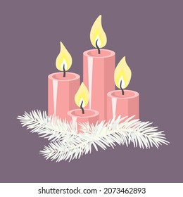Vector - advent candles template.
Watercolor illustrated pattern.