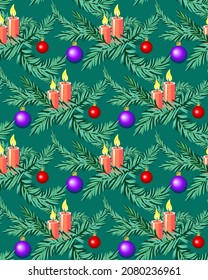 Vector - advent sundays template, seamless pattern, color illustration.