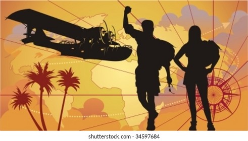Vector adventure background. More vector silhouettes see in my portfolio