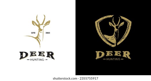 Vector adventure deer mammal illustration vintage logo design template