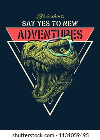 Vector Adventure graphic with t rex.