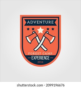 vector adventure logo. experience of surviving in the outdoors, in the mountains and in the wild