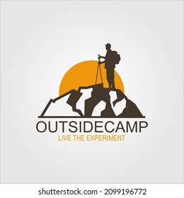 Vector Adventure Logo. Experience Of Surviving In The Outdoors, In The Mountains And In The Wild