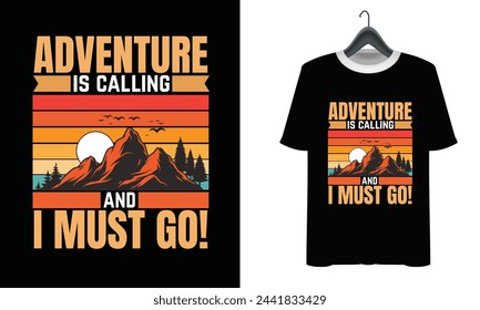 Vector adventure mountain Hiking t-shirt design	