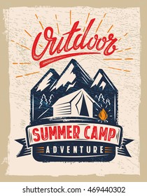 vector Adventure vintage logo on mountain badge