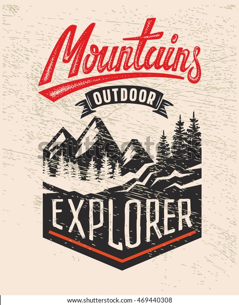 Vector Adventure Vintage Logo On Mountain Stock Vector (Royalty Free ...