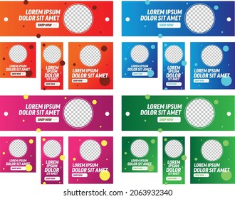 Vector advertisign horizontal, vertical, square banner layout set.