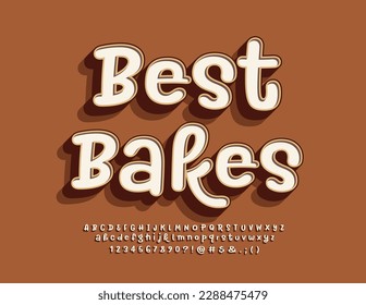 Banner de publicidad de vectores Beast Bakes con diseño de letra manuscrita. Juego de letras, números y símbolos caligráficos 3D