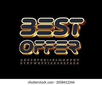 Vector advertising Banner Best Offer. Stylish Alphabet Letters and Numbers set. Bright Font.